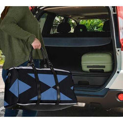 Travel Bags, Blue Aztec Style Style Adjustable Black Handle Zip Close Bag - purse-at-0105