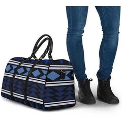 Travel Bags, Blue Aztec Classic Style Adjustable Black Handle Zip Close Bag - purse-at-0105