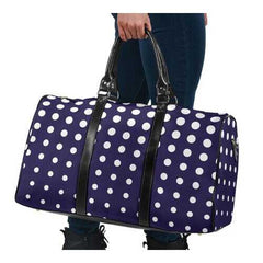 Travel Bags, Purple And White Dotted Style Adjustable Black Handle Zip Close Bag - purse-at-0105