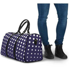 Travel Bags, Purple And White Dotted Style Adjustable Black Handle Zip Close Bag - purse-at-0105