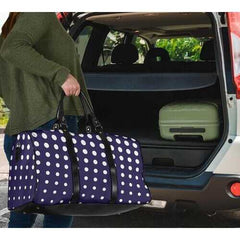 Travel Bags, Purple And White Dotted Style Adjustable Black Handle Zip Close Bag - purse-at-0105