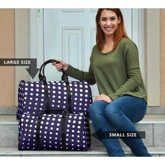 Travel Bags, Purple And White Dotted Style Adjustable Black Handle Zip Close Bag - purse-at-0105