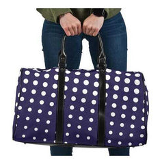 Travel Bags, Purple And White Dotted Style Adjustable Black Handle Zip Close Bag - purse-at-0105