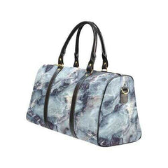 Travel Bags, Blue And Gray Marble Style Adjustable Black Handle Zip Close Bag - purse-at-0105