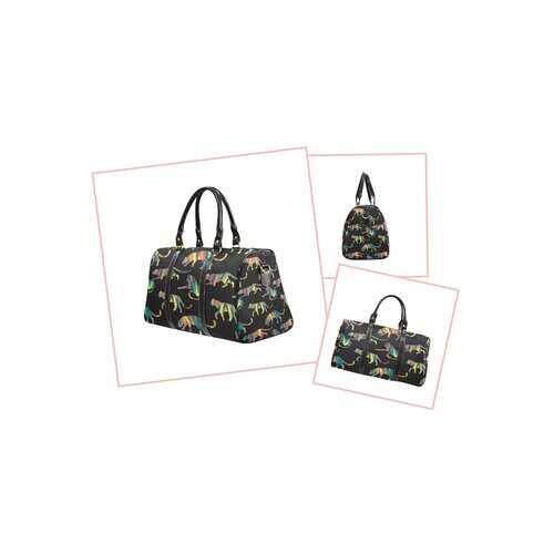 Travel Bags, Multicolor Lion Style Adjustable Black Handle Zip Close Bag - purse-at-0105