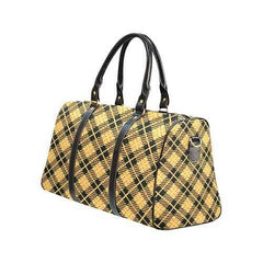 Travel Bags, Black And Yellow Flannel Style Adjustable Black Handle Zip Close Bag - purse-at-0105