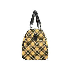 Travel Bags, Black And Yellow Flannel Style Adjustable Black Handle Zip Close Bag - purse-at-0105