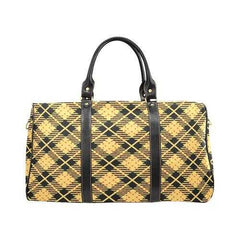 Travel Bags, Black And Yellow Flannel Style Adjustable Black Handle Zip Close Bag - purse-at-0105