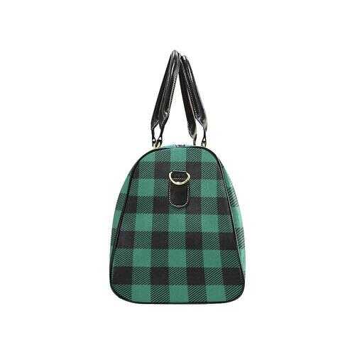 Green And Black Flannel Style Travel Bag - purse-at-0105