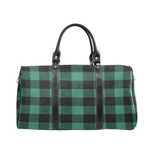 Green And Black Flannel Style Travel Bag - purse-at-0105