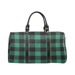 Green And Black Flannel Style Travel Bag - purse-at-0105