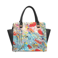 Handbags, Colorful Paint Splatter Rivet Style Top-Handle Bag - purse-at-0105