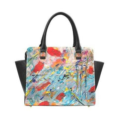 Handbags, Colorful Paint Splatter Rivet Style Top-Handle Bag - purse-at-0105