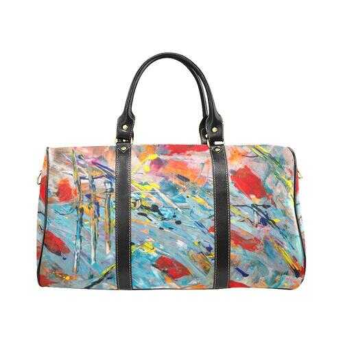 Travel Bags, Colorful Abstract Style Style Adjustable Black Handle Zip Close Bag - purse-at-0105