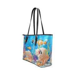 Coral Reef Sea Life Style Leather Tote Bag - purse-at-0105
