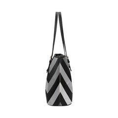 Gray And Black Herringbone Style Leather Tote Bag - purse-at-0105