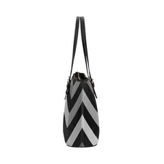 Gray And Black Herringbone Style Leather Tote Bag - purse-at-0105
