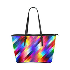 Colorful Grid Style Leather Tote Bag - purse-at-0105