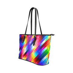 Colorful Grid Style Leather Tote Bag - purse-at-0105