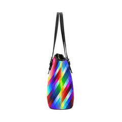 Colorful Grid Style Leather Tote Bag - purse-at-0105
