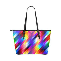 Colorful Grid Style Leather Tote Bag - purse-at-0105