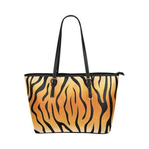 Tote Bags, Orange And Black Tiger Stripes Style Leather Bag - purse-at-0105