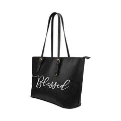 Tote Bags, Prayer Warrior And Blessed Graphic Text Leather Bag - purse-at-0105