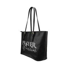 Tote Bags, Prayer Warrior And Blessed Graphic Text Leather Bag - purse-at-0105