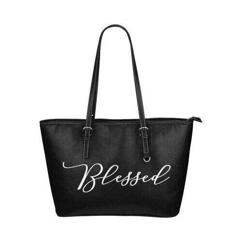 Tote Bags, Prayer Warrior And Blessed Graphic Text Leather Bag - purse-at-0105