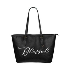 Tote Bags, Prayer Warrior And Blessed Graphic Text Leather Bag - purse-at-0105