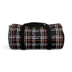Duffel Bags, Black And Orange Tartan Style Bag - purse-at-0105