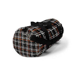 Duffel Bags, Black And Orange Tartan Style Bag - purse-at-0105