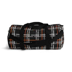 Duffel Bags, Black And Orange Tartan Style Bag - purse-at-0105