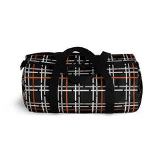 Duffel Bags, Black And Orange Tartan Style Bag - purse-at-0105