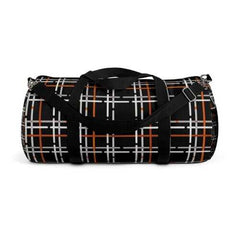 Duffel Bags, Black And Orange Tartan Style Bag - purse-at-0105