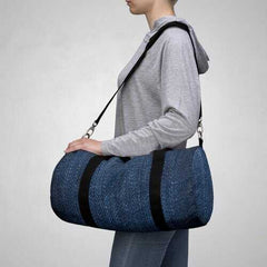 Duffel Bags, Dark Blue Denim Style Bag - purse-at-0105