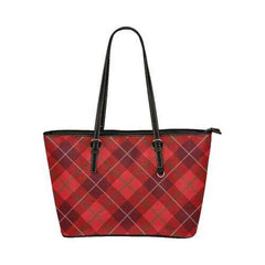 Tote Bags, Red Plaid Style Leather Bag - purse-at-0105