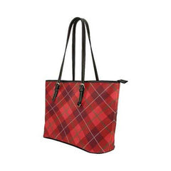 Tote Bags, Red Plaid Style Leather Bag - purse-at-0105