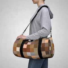 Duffel Bags, Multicolor Brown Block Style Bag - purse-at-0105