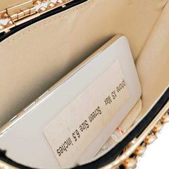 Shinny Studded Pearl Clasp Basket Style Evening Clutch Bag - purse-at-0105
