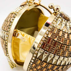 Shinny Studded Ball Shaped Tassel Clutch Bag - purse-at-0105