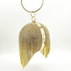 Shinny Studded Ball Shaped Tassel Clutch Bag - purse-at-0105