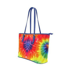 Rainbow Style, Blue Shoulder Handle Leather Tote Bag - purse-at-0105
