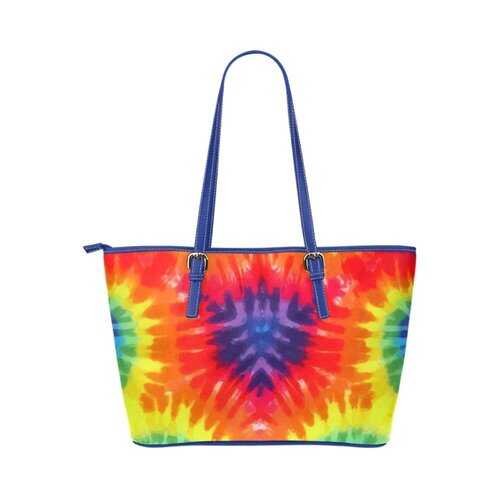 Rainbow Style, Blue Shoulder Handle Leather Tote Bag - purse-at-0105