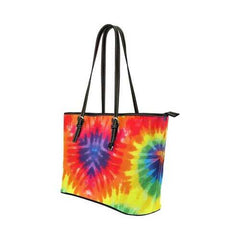 Rainbow Style, Black Shoulder Handle Leather Tote Bag - purse-at-0105
