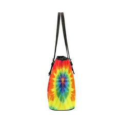 Rainbow Style, Black Shoulder Handle Leather Tote Bag - purse-at-0105