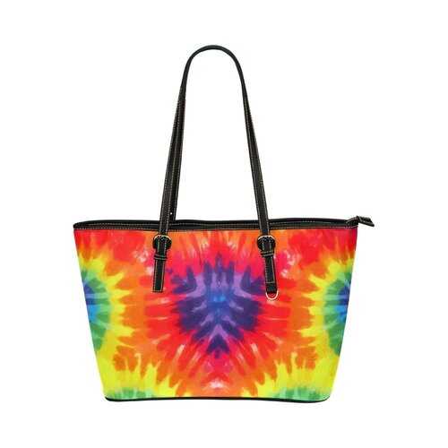 Rainbow Style, Black Shoulder Handle Leather Tote Bag - purse-at-0105