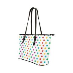 Tote Bags, Colorful Polka Dot Style Leather Bag - purse-at-0105