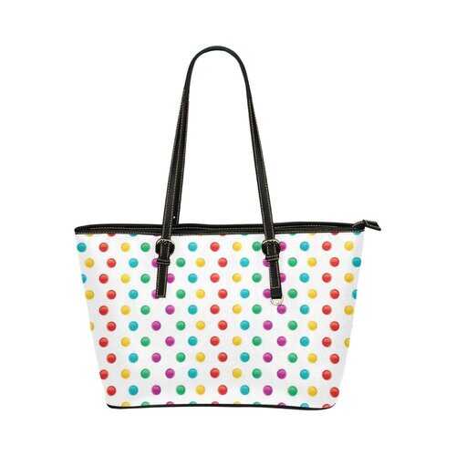 Tote Bags, Colorful Polka Dot Style Leather Bag - purse-at-0105