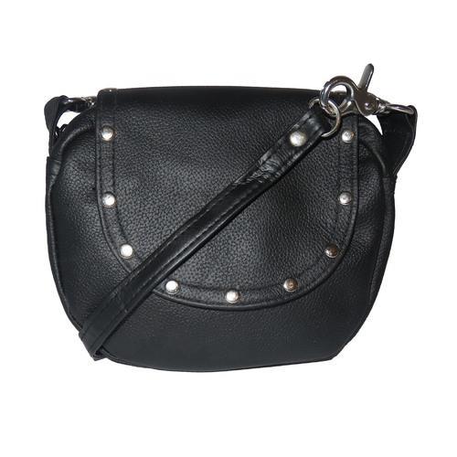Black Soft Leather Clip on Motorcycle Bag - purse-at-0105